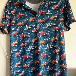 Men's Koi Fish Polo Shirt - Multicolor